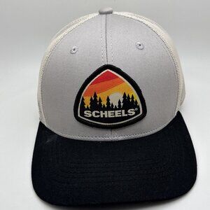 Scheels Trucker Hat Mens Gray Black White One Size Mesh Snap Back GR58